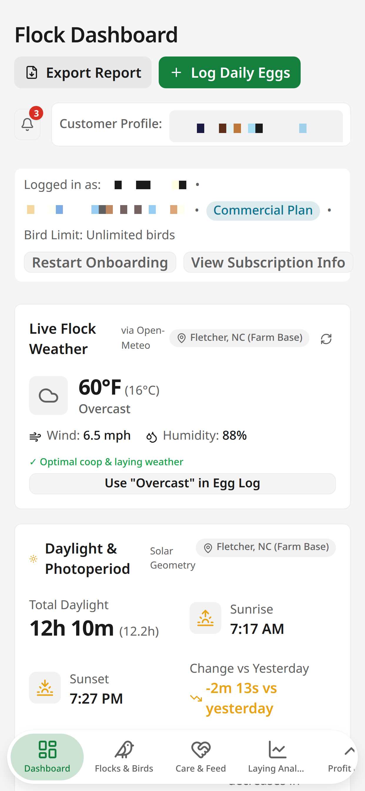 Flock dashboard
